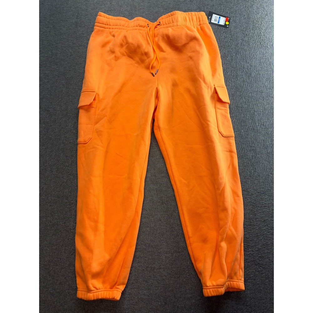 Under Armour Womens Essential Fleece Cargo Pants Orange Joggers 1377529 XL NWT